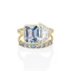 Marrow Fine Ready To Ship | Ready To Ship^3.08ct Sapphire & 1.55ct Diamond Trapezoid Ring with 0.57tcw Sapphire 14kyellowgold