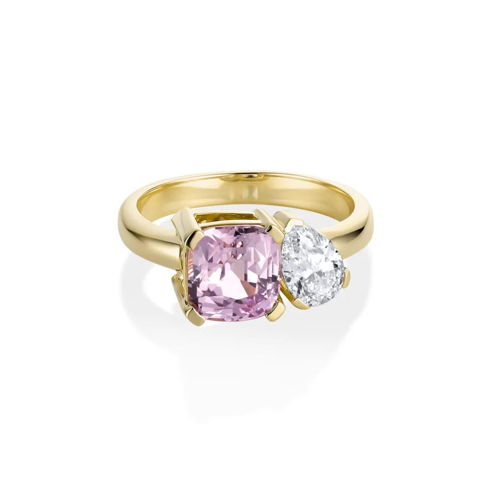 Marrow Fine Birthstone Collection | Ready To Ship^3.06ct Sapphire and 0.71ct Diamond Toi et Moi 14kyellowgold