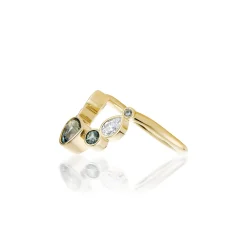 Marrow Fine Birthstone Collection | The Kaleidoscope Collection^1.05ct Sapphire and Diamond Kaleidoscope Chevron Ring 14kyellowgold