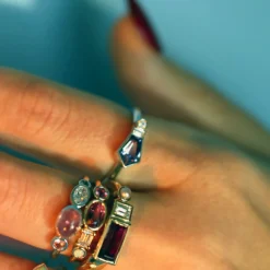 Marrow Fine Ready To Ship | Ready To Ship^0.97ct Sapphire and Diamond Linear Band 14kwhitegold