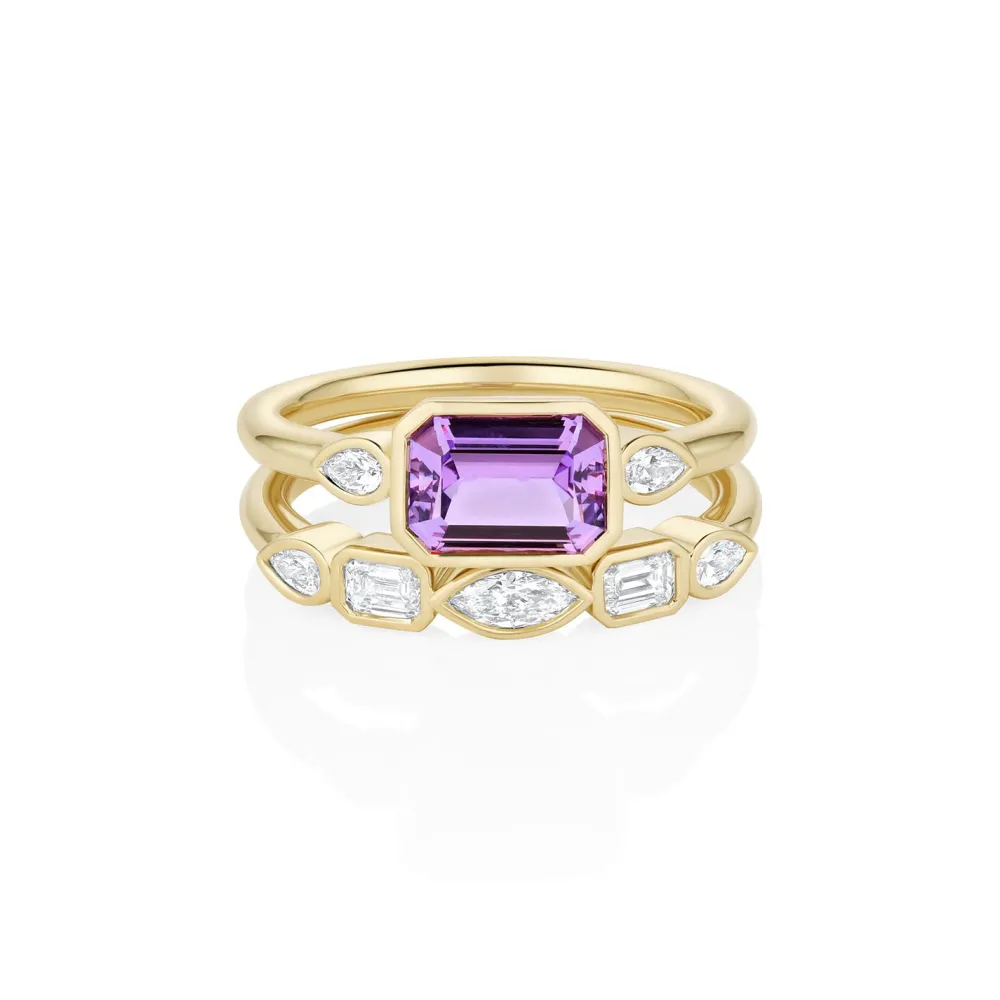 Marrow Fine Ready To Ship | Ready To Ship^1.59ct Sapphire and Diamond Ring with Tracer Band 14kyellowgold