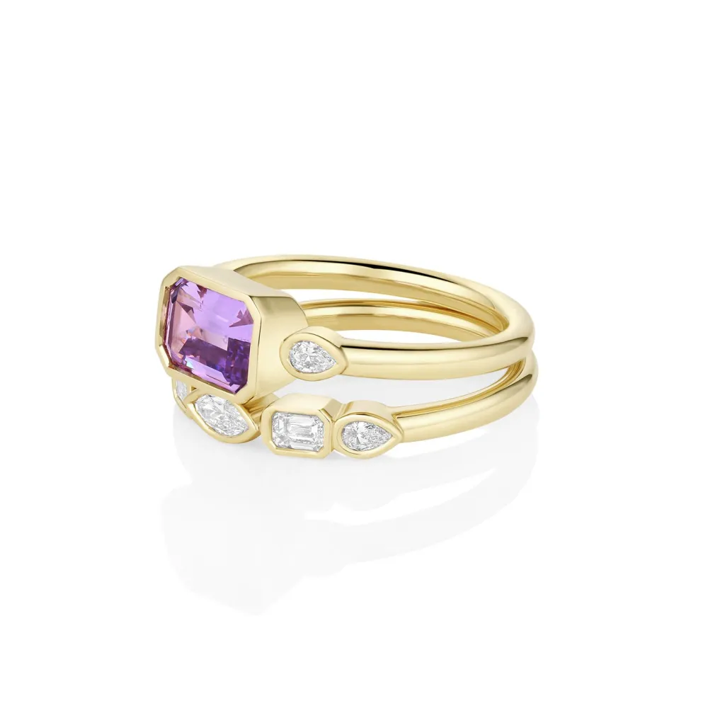 Marrow Fine Ready To Ship | Ready To Ship^1.59ct Sapphire and Diamond Ring with Tracer Band 14kyellowgold