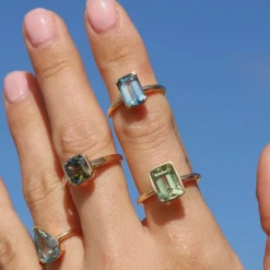 Marrow Fine Ready To Ship | Ready To Ship^3.42ct Sapphire Emerald Cut Ring 14kyellowgold