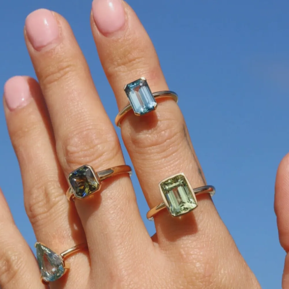 Marrow Fine Ready To Ship | Ready To Ship^3.42ct Sapphire Emerald Cut Ring 14kyellowgold