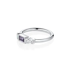 Marrow Fine Ready To Ship | Ready To Ship^0.32ct Spinel Baguette and Opal Linear Band 14kwhitegold
