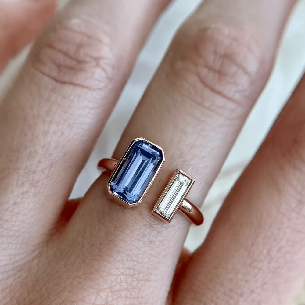 Marrow Fine Ready To Ship | Ready To Ship^1.40ct Tanzanite & White Diamond Toi et Moi Ring 14krosegold