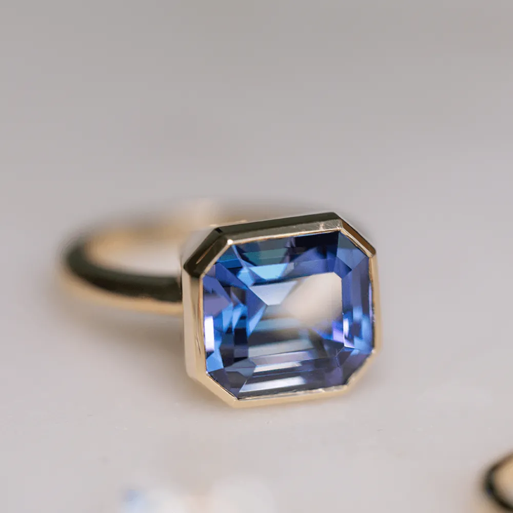 Marrow Fine Ready To Ship | Ready To Ship^7.54ct Tanzanite Bezel Ring 14kyellowgold