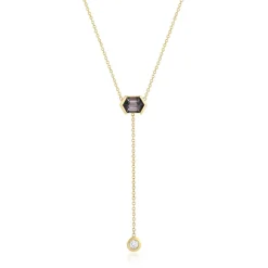 Marrow Fine Ready To Ship | Ready To Ship^0.80ct Tourmaline & Old Mine White Diamond Lariat 14kyellowgold