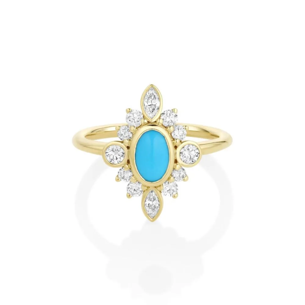 Marrow Fine One-of-a-kind Pieces^0.58ct Turquoise Scarlette Compass Ring 14kyellowgold