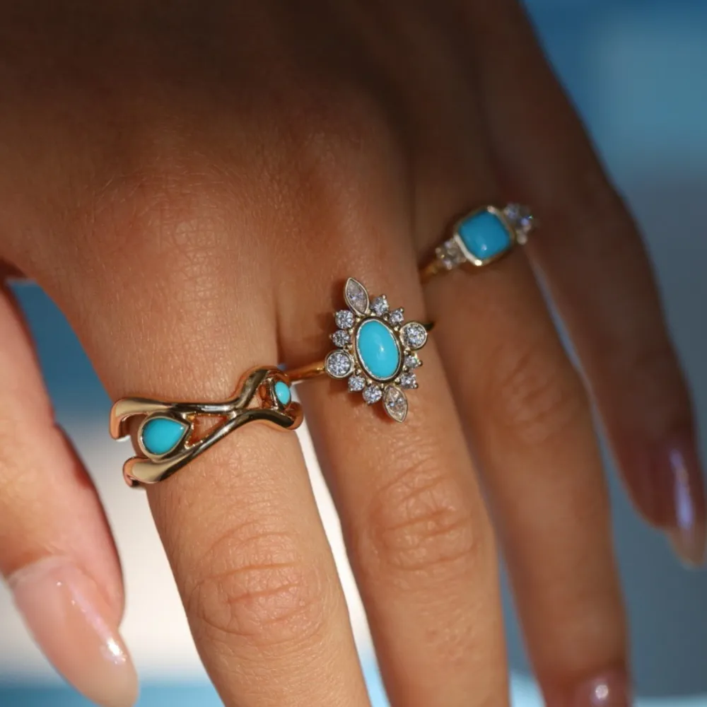 Marrow Fine One-of-a-kind Pieces^0.58ct Turquoise Scarlette Compass Ring 14kyellowgold