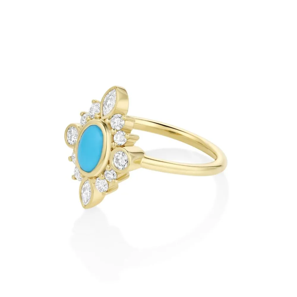 Marrow Fine One-of-a-kind Pieces^0.58ct Turquoise Scarlette Compass Ring 14kyellowgold