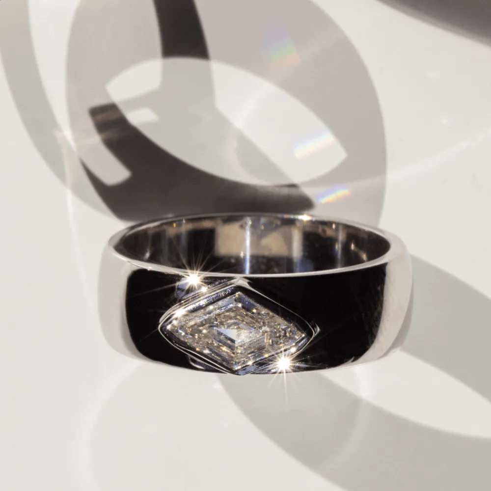 Marrow Fine One-of-a-kind Pieces | Ready To Ship^.53ct White Diamond Kite Cigar Band 14kwhitegold