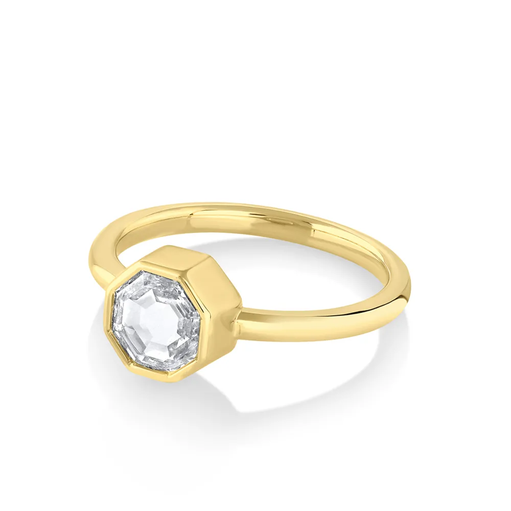Marrow Fine Ready To Ship | Ready To Ship^1.15ct White Diamond Octagon Bezel Ring 14kyellowgold