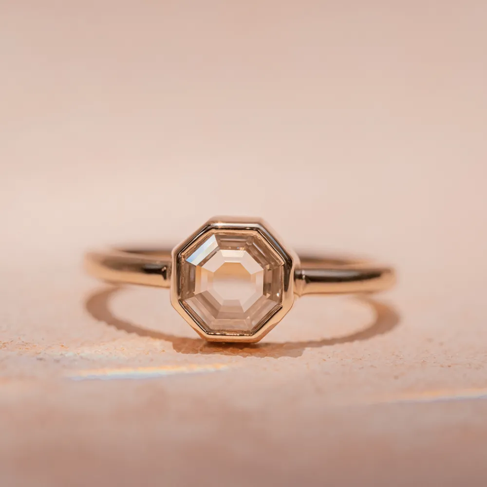 Marrow Fine Ready To Ship | Ready To Ship^1.15ct White Diamond Octagon Bezel Ring 14kyellowgold