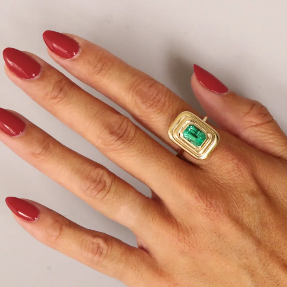 Marrow Fine Ready To Ship | Ready To Ship^2.45ct Zambian Emerald In-Orbit Ring 14kyellowgold