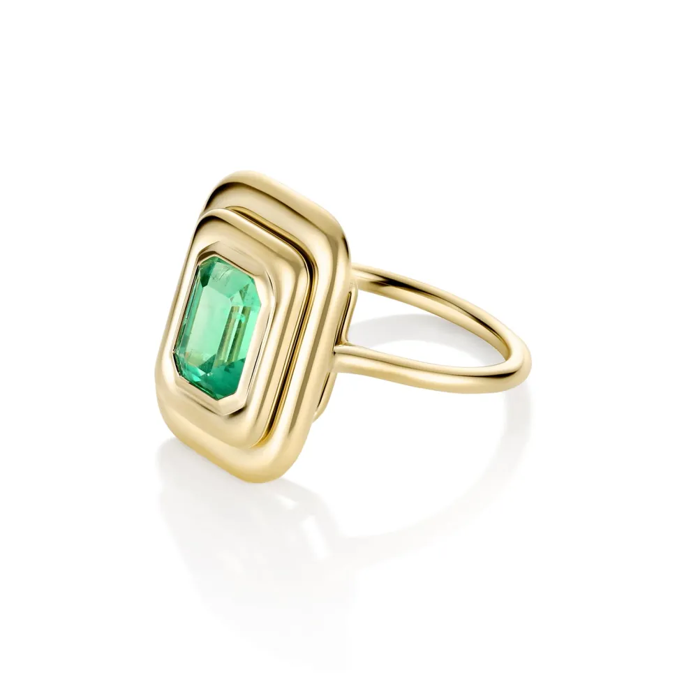 Marrow Fine Ready To Ship | Ready To Ship^2.45ct Zambian Emerald In-Orbit Ring 14kyellowgold