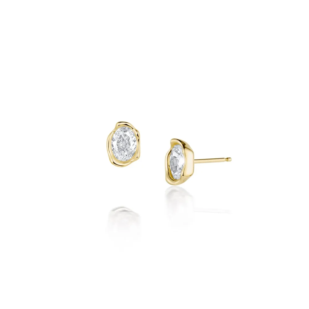 Marrow Fine Ready To Ship | Ready To Ship^0.99ctw Diamond Abstract Bezel Studs 14kyellowgold