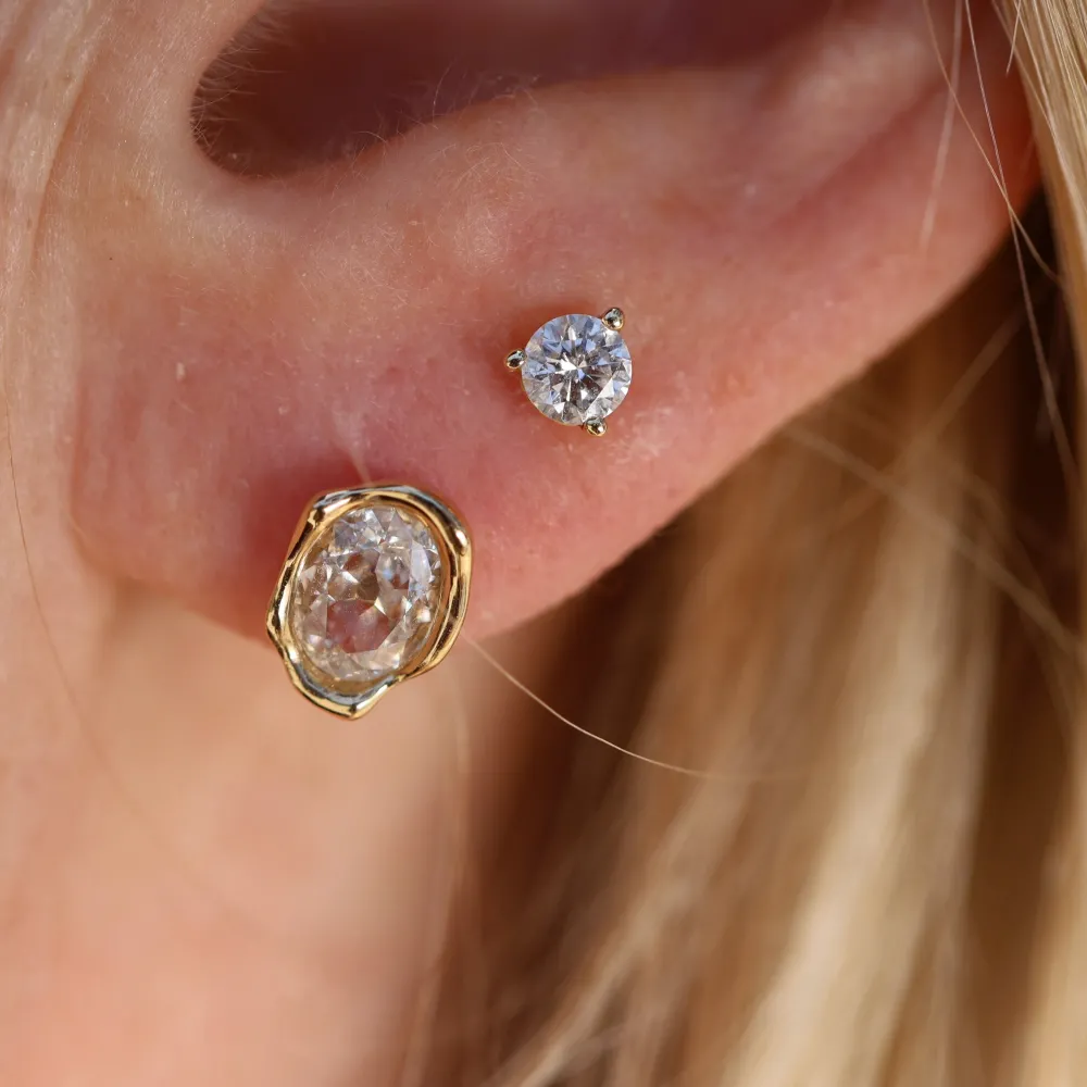 Marrow Fine Ready To Ship | Ready To Ship^0.99ctw Diamond Abstract Bezel Studs 14kyellowgold