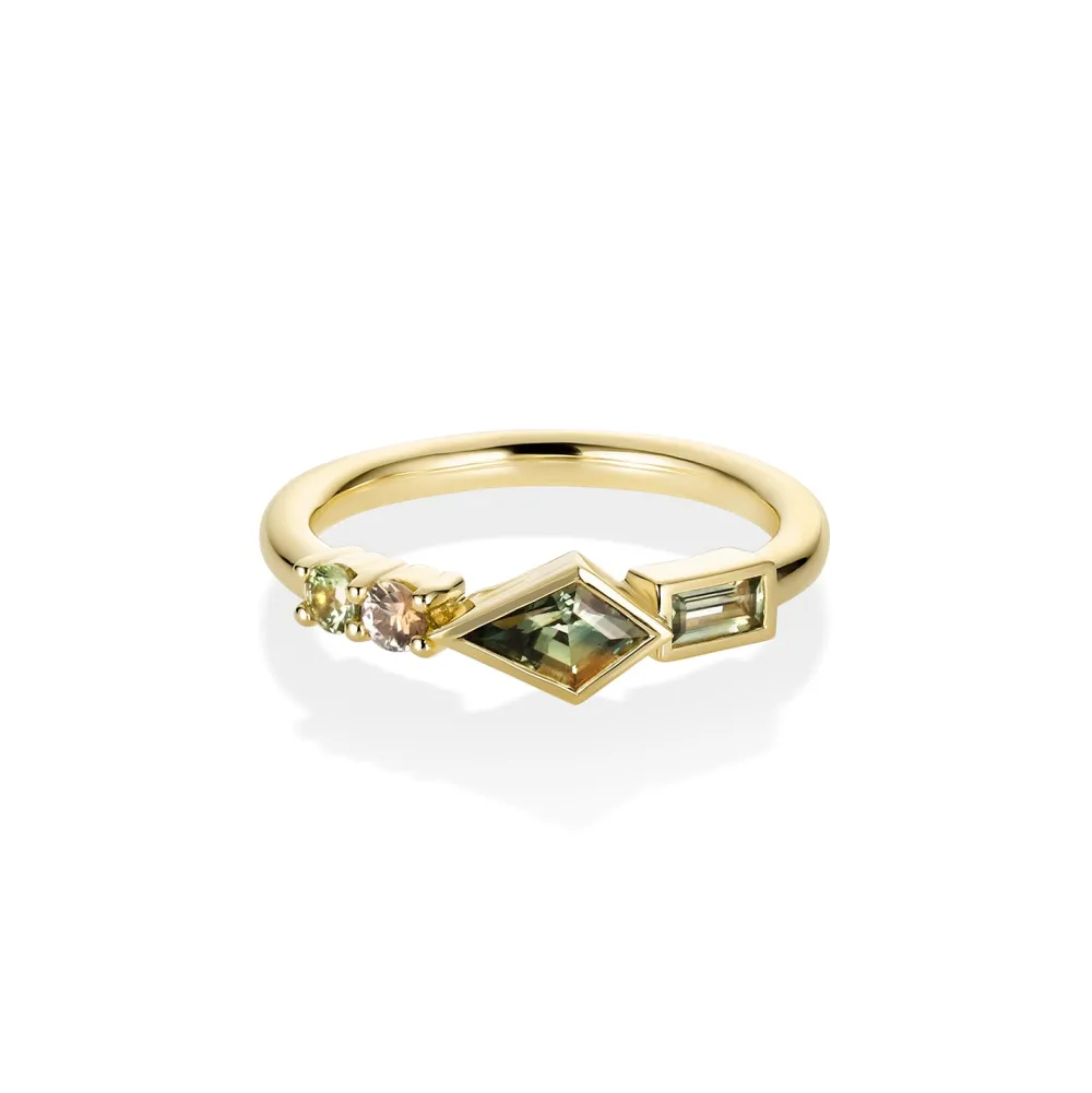 Marrow Fine Birthstone Collection | Ready To Ship^0.62ctw Montana Sapphire Linear Ring 14kyellowgold