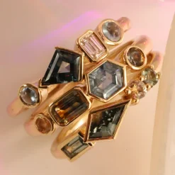 Marrow Fine Birthstone Collection | Ready To Ship^0.62ctw Montana Sapphire Linear Ring 14kyellowgold