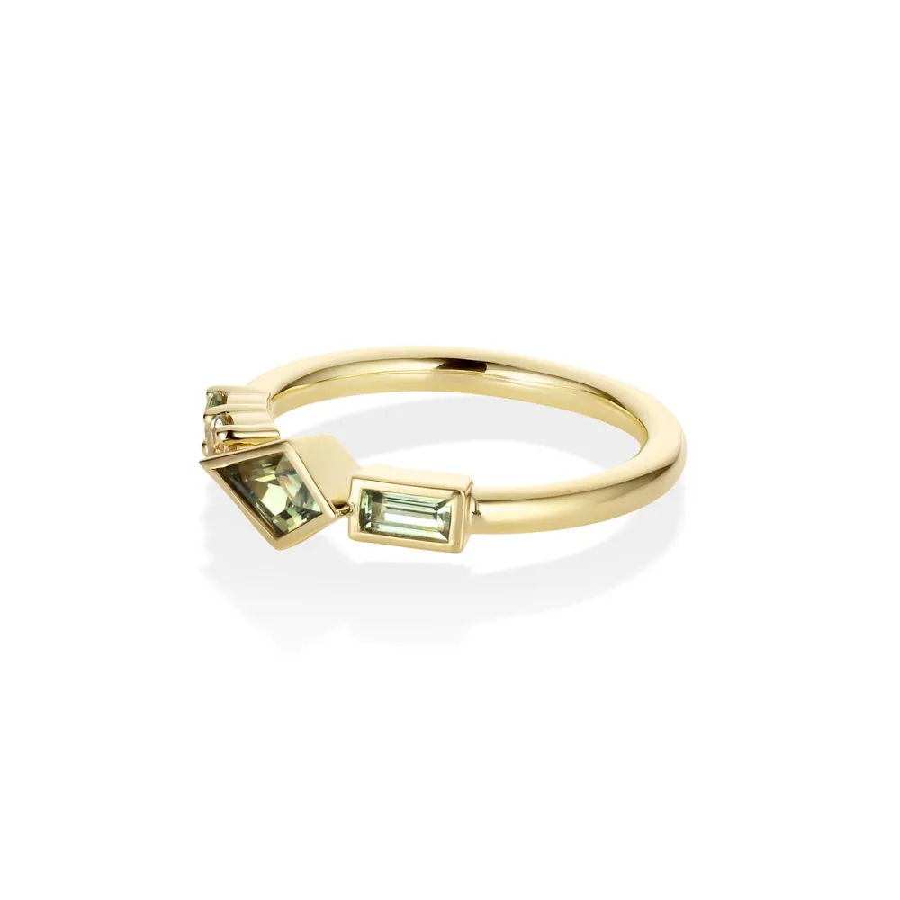 Marrow Fine Birthstone Collection | Ready To Ship^0.62ctw Montana Sapphire Linear Ring 14kyellowgold