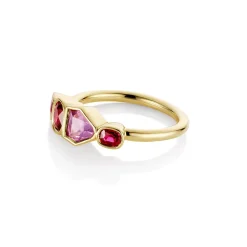 Marrow Fine Birthstone Collection | Ready To Ship^1.00ctw Ruby and 0.90ct Sapphire Linear Band 14kyellowgold