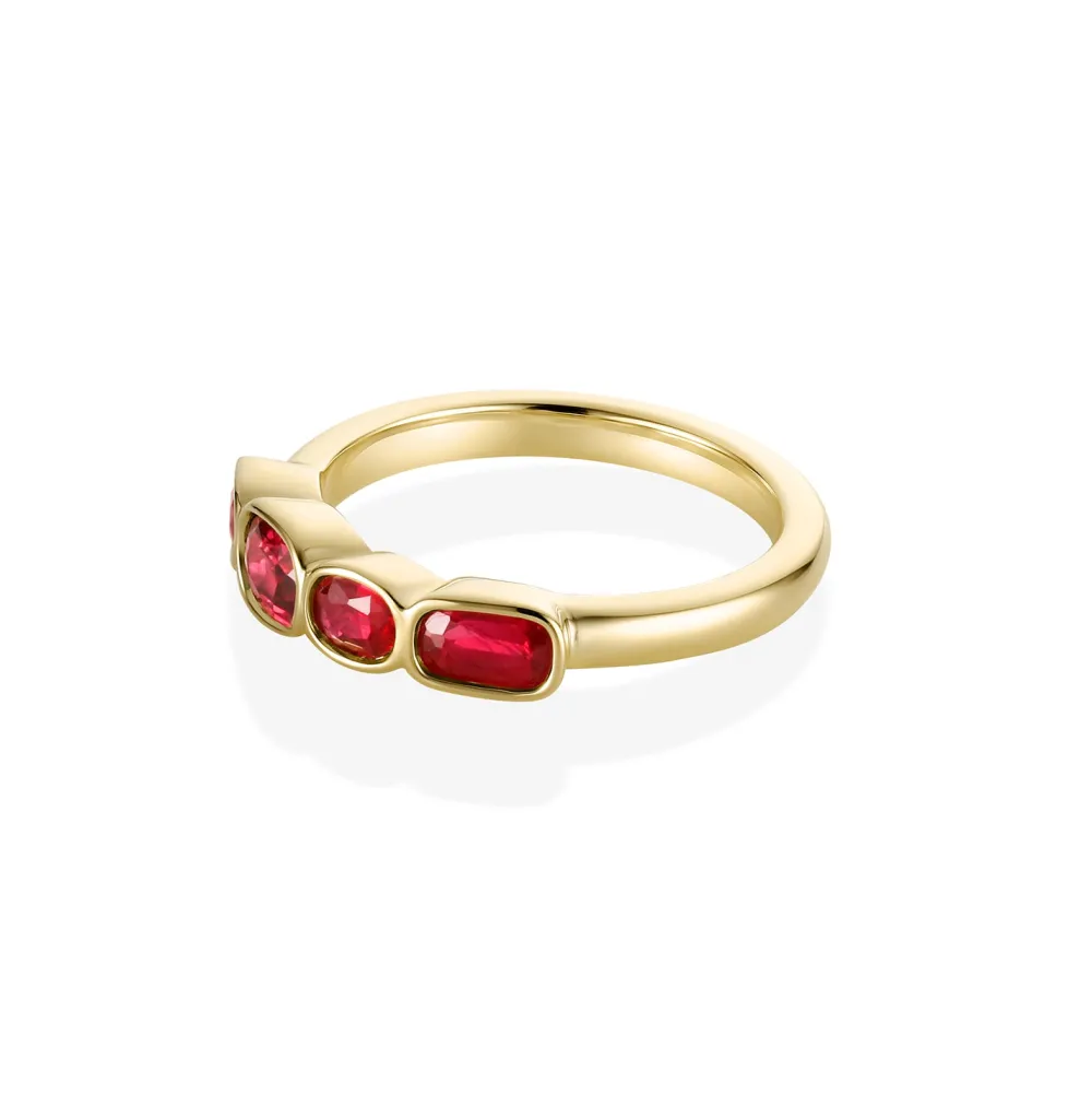 Marrow Fine Birthstone Collection | The Kaleidoscope Collection^1.20ctw Ruby Linear Band 14kyellowgold