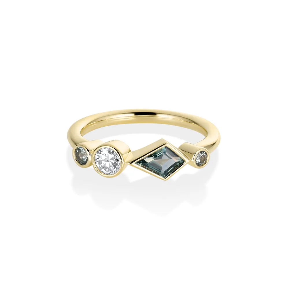Marrow Fine Birthstone Collection | The Kaleidoscope Collection^0.48ctw Sapphire and White Diamond Linear Band 14kyellowgold