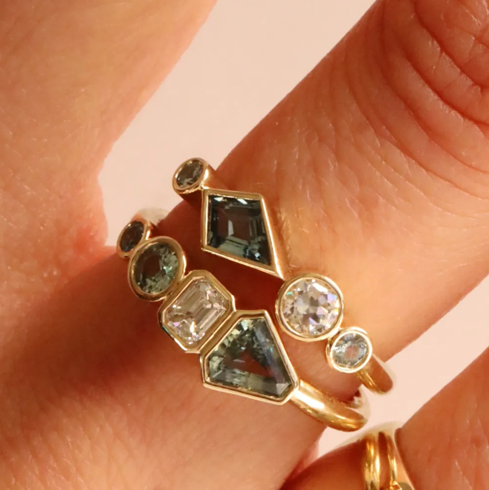 Marrow Fine Birthstone Collection | The Kaleidoscope Collection^0.48ctw Sapphire and White Diamond Linear Band 14kyellowgold