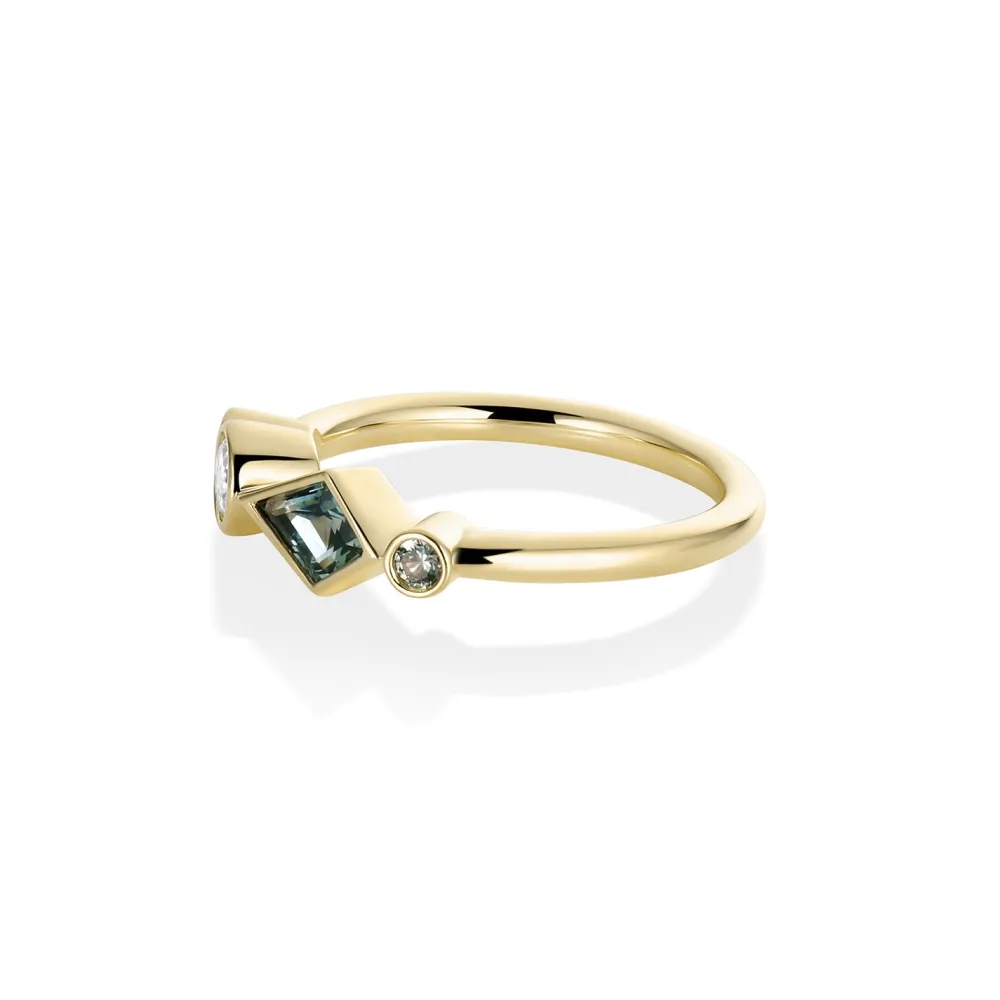 Marrow Fine Birthstone Collection | The Kaleidoscope Collection^0.48ctw Sapphire and White Diamond Linear Band 14kyellowgold