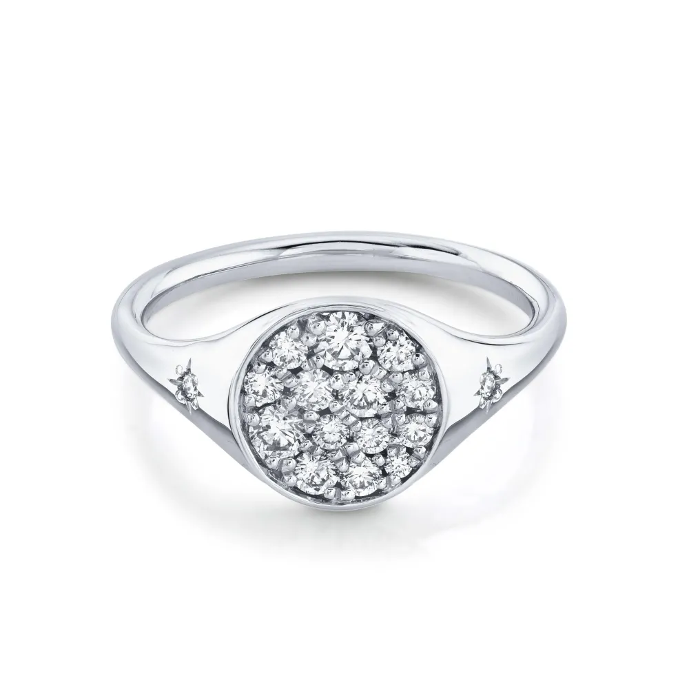 Marrow Fine For The New Mom | Anniversary Gifts^Full Moon Signet Ring | Moon Gold Diamond Ring