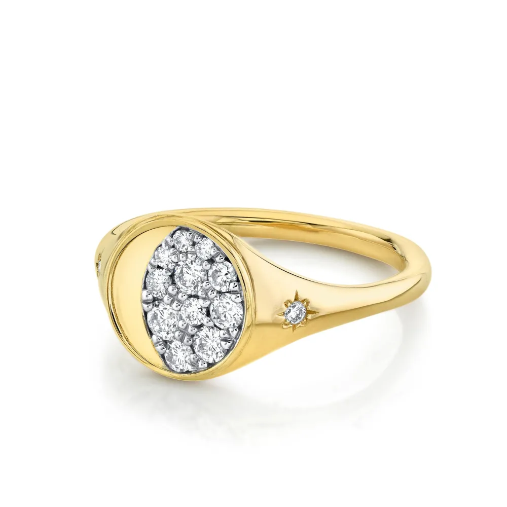 Marrow Fine For The New Mom | Anniversary Gifts^Gibbous Moon Signet Ring | Gold & Diamond Signet Bohemian Ring