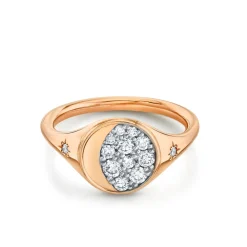 Marrow Fine For The New Mom | Anniversary Gifts^Gibbous Moon Signet Ring | Gold & Diamond Signet Bohemian Ring