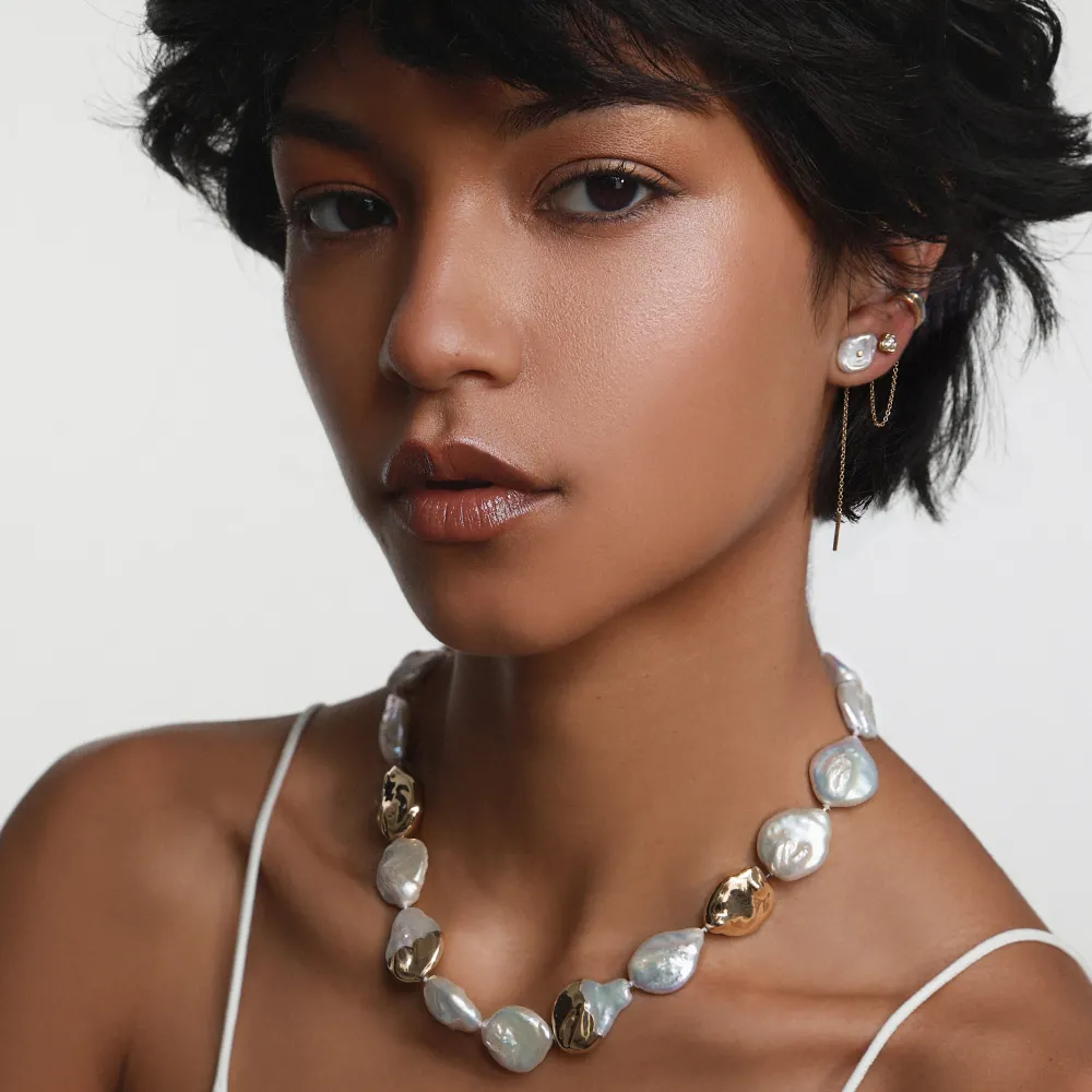 Marrow Fine For The Bride-to-be | Necklaces^Gold-Dipped Baroque Pearl Choker