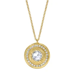 Marrow Fine Birthstone Collection | Most Gifted^La Femme Amulet | Rose Cut White Diamond Medallion Necklace