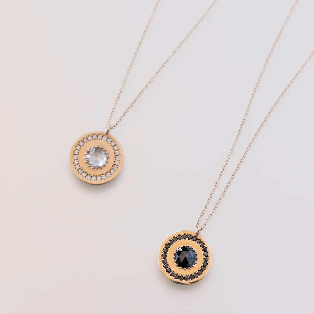 Marrow Fine Birthstone Collection | Most Gifted^La Femme Amulet | Rose Cut White Diamond Medallion Necklace