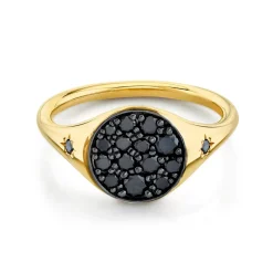 Marrow Fine For The New Mom | Personalized Jewelry^New Moon Signet Ring | Black Diamond Gold Signet Ring