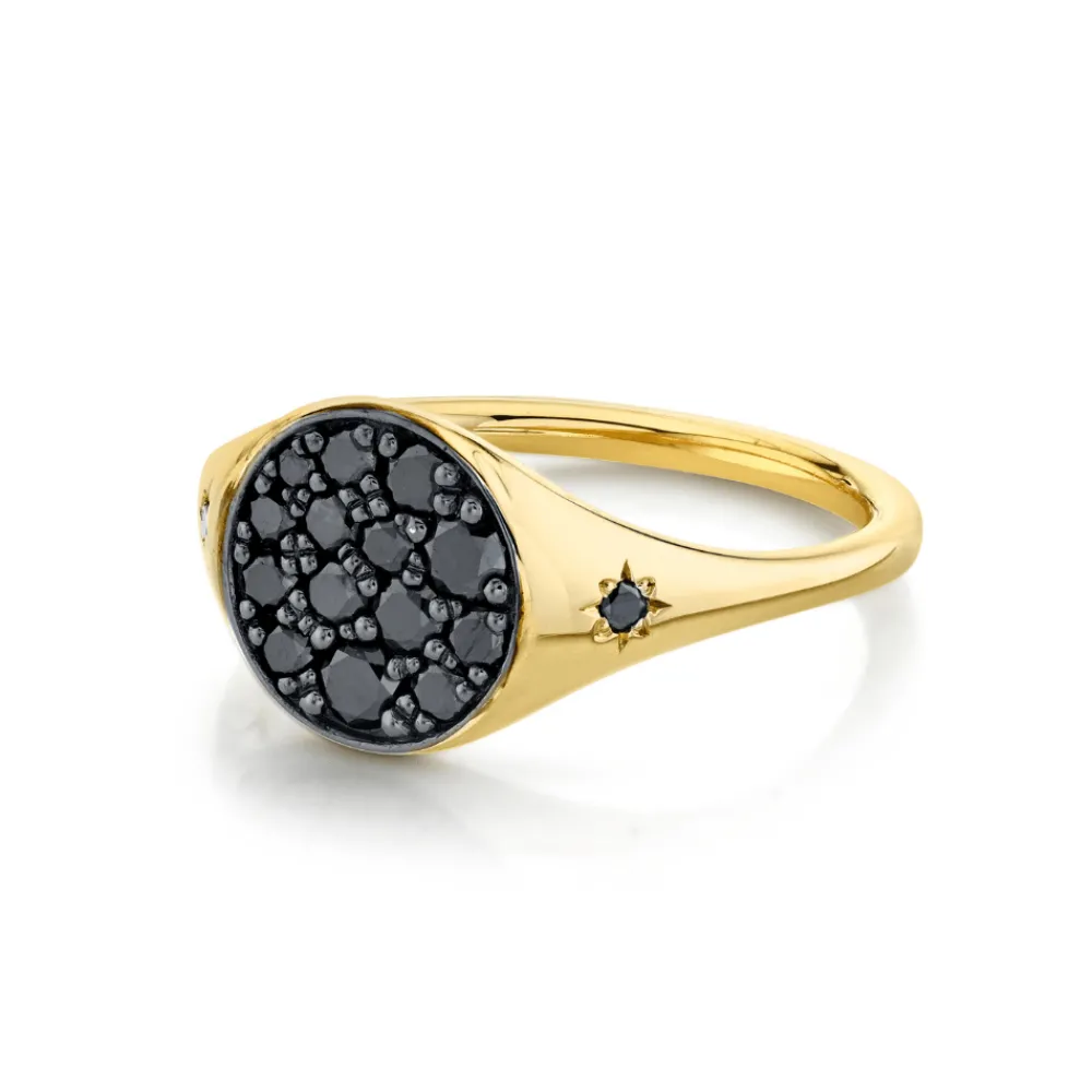 Marrow Fine For The New Mom | Personalized Jewelry^New Moon Signet Ring | Black Diamond Gold Signet Ring
