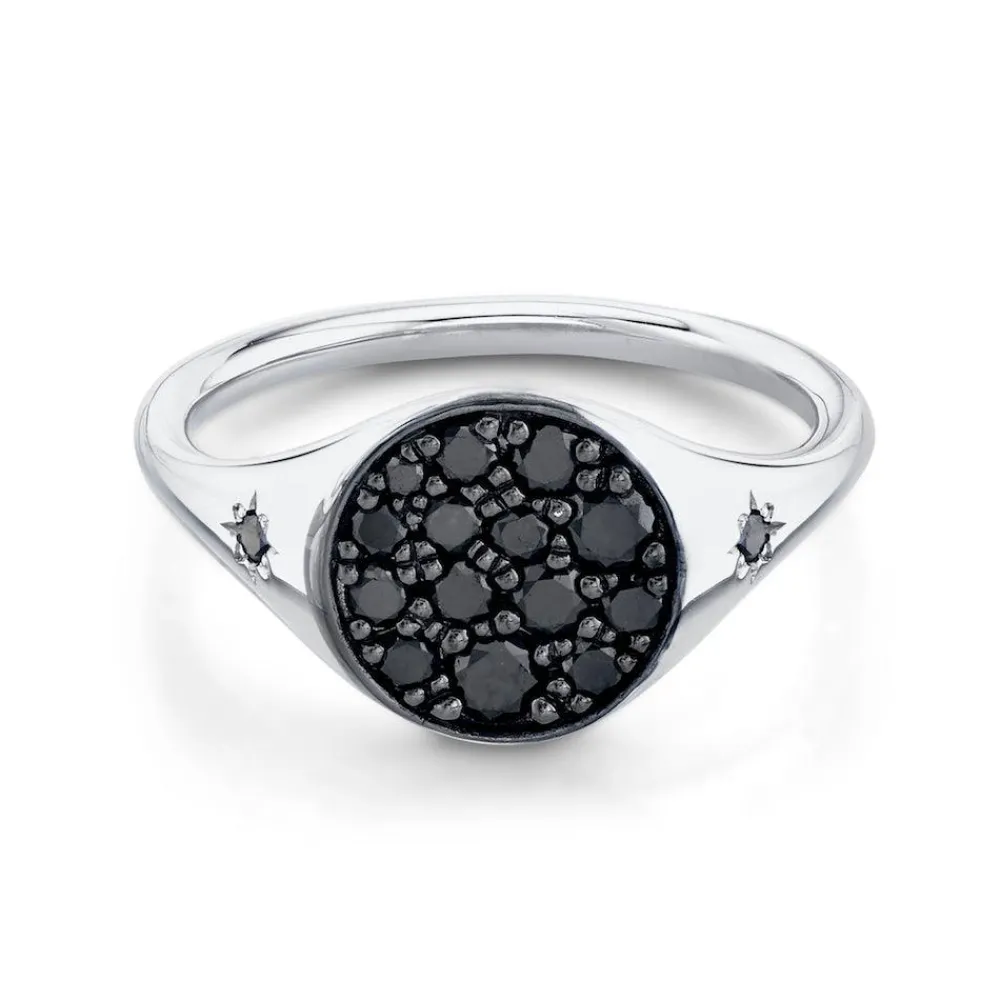 Marrow Fine For The New Mom | Personalized Jewelry^New Moon Signet Ring | Black Diamond Gold Signet Ring