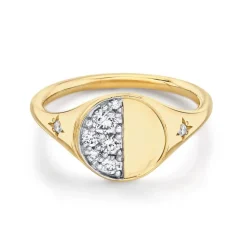 Marrow Fine For The New Mom | Anniversary Gifts^Quarter Moon Signet Ring | Diamond Crescent Moon Ring