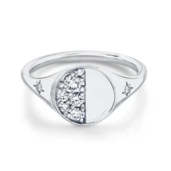 Marrow Fine For The New Mom | Anniversary Gifts^Quarter Moon Signet Ring | Diamond Crescent Moon Ring