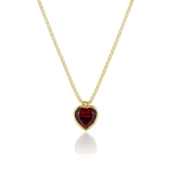 Marrow Fine Birthstone Collection | One-of-a-kind Pieces^Rhodolite Heart Charm Necklace on Dainty Box Chain 14kyellowgold