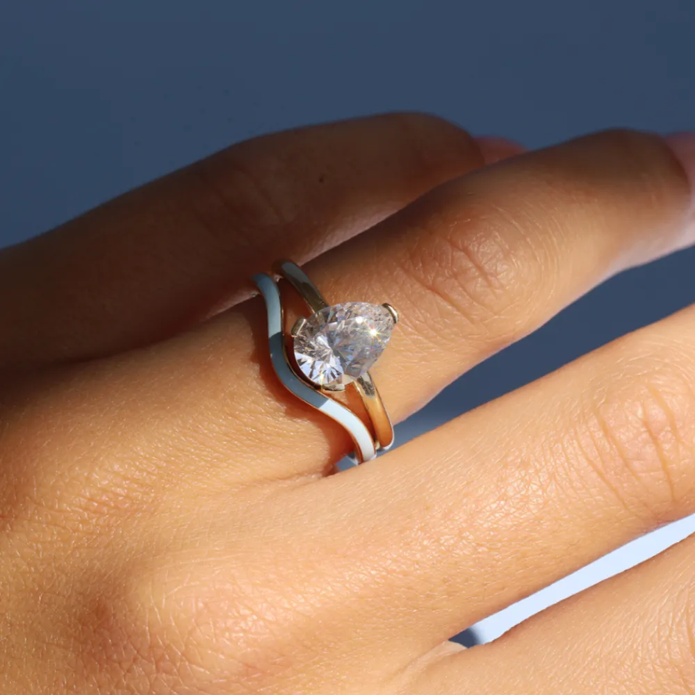 Marrow Fine For The Bride-to-be | Wedding Bands^Something Blue Enamel Wave Band