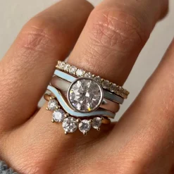Marrow Fine For The Bride-to-be | Wedding Bands^Something Blue Enamel Wave Band