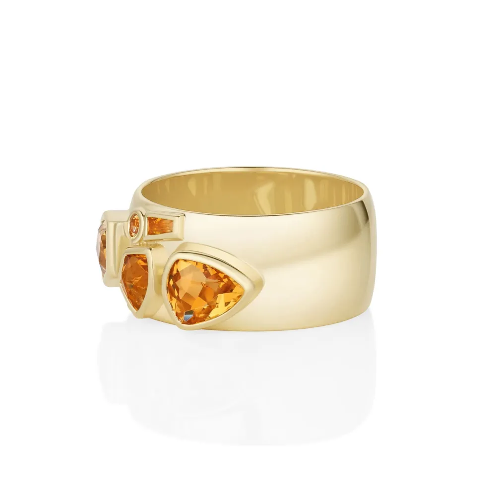 Marrow Fine Birthstone Collection | Ready To Ship^1.35tcw Citrine and Sapphire Tessera Ring 14kyellowgold