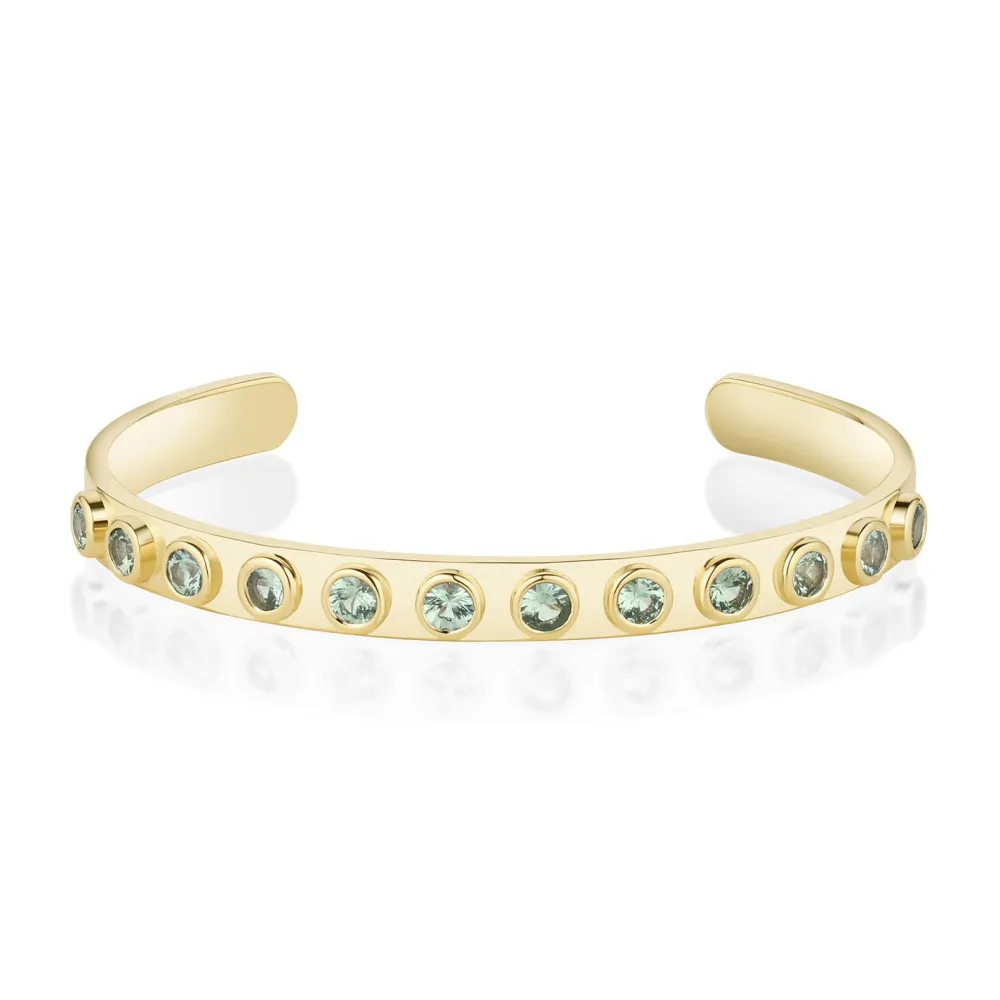 Marrow Fine Ready To Ship | Ready To Ship^2.24tcw Green Sapphire Everyday Cuff 14kyellowgold