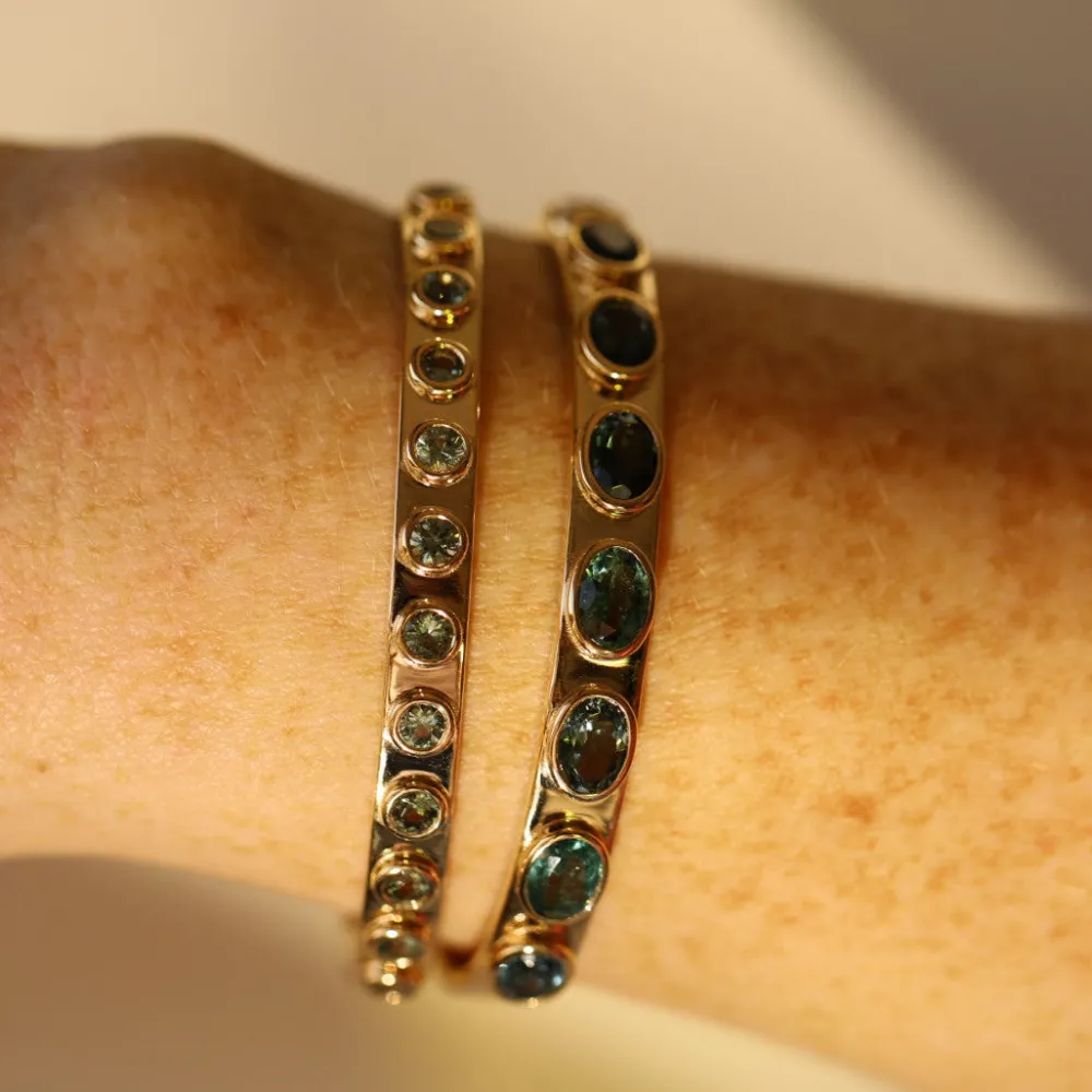 Marrow Fine Ready To Ship | Ready To Ship^2.24tcw Green Sapphire Everyday Cuff 14kyellowgold