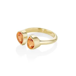 Marrow Fine Birthstone Collection | Ready To Ship^1.73tcw Mandarin Garnet Pear Shape Ring 14kyellowgold