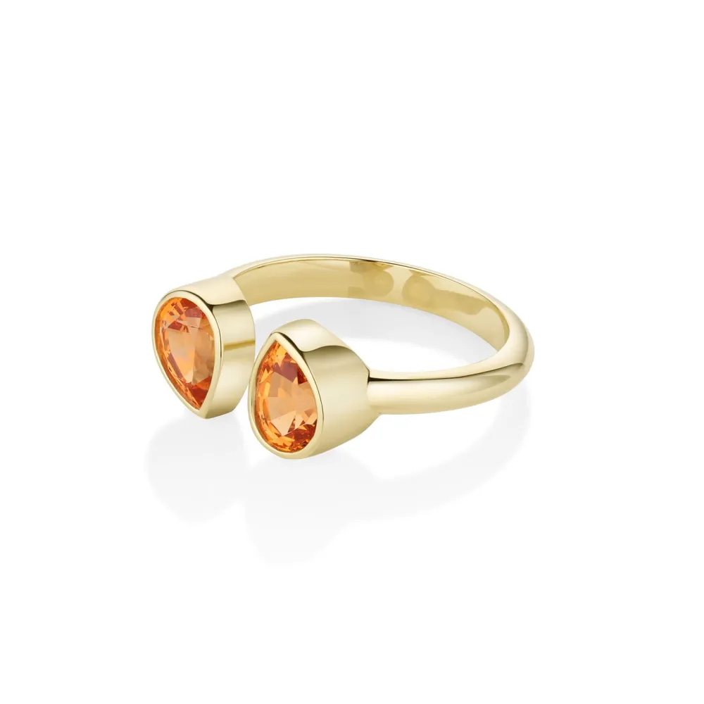 Marrow Fine Birthstone Collection | Ready To Ship^1.73tcw Mandarin Garnet Pear Shape Ring 14kyellowgold