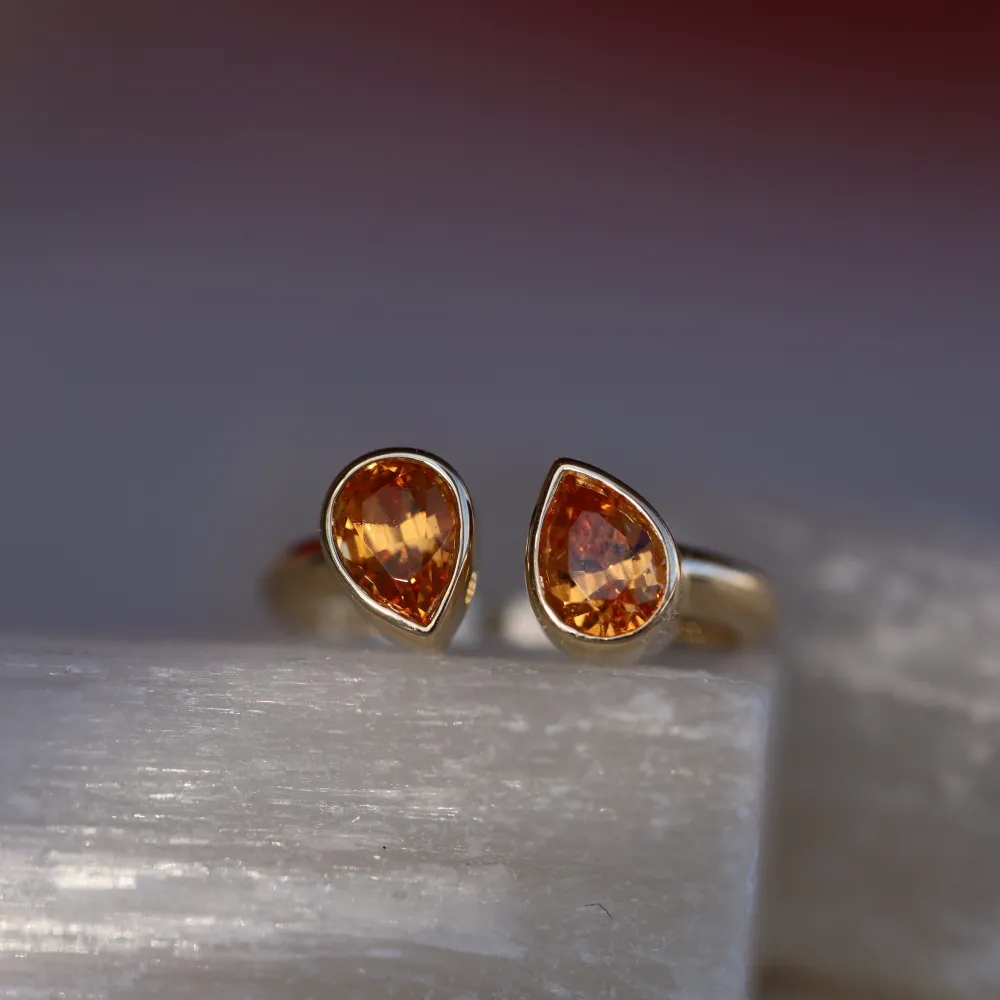 Marrow Fine Birthstone Collection | Ready To Ship^1.73tcw Mandarin Garnet Pear Shape Ring 14kyellowgold